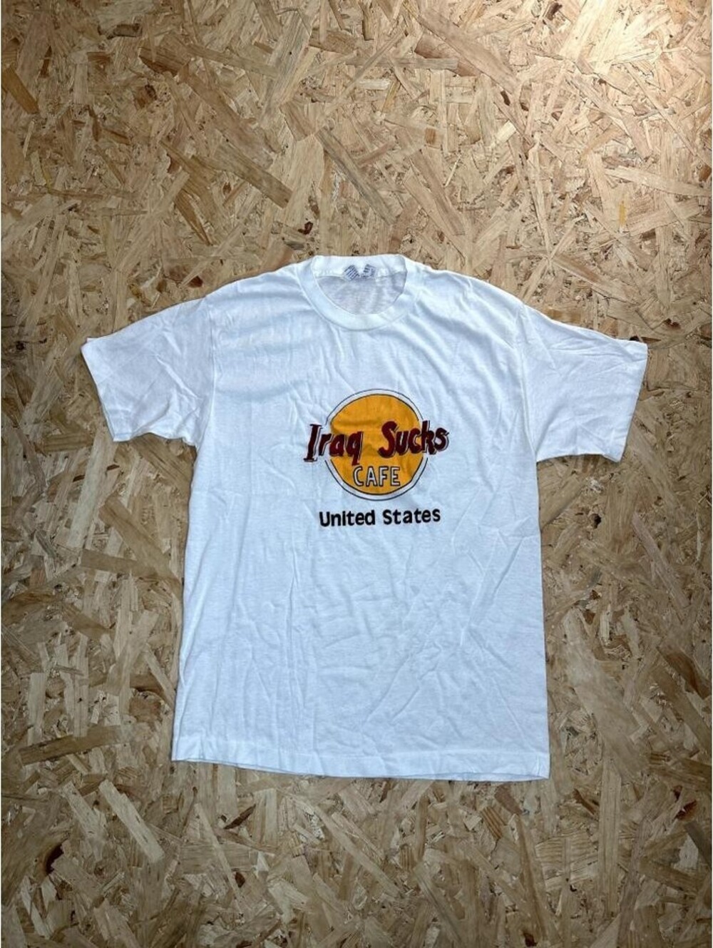 Vintage Iraq Cafe United States T-Shirt Mens XL White Jerzees 90s Military